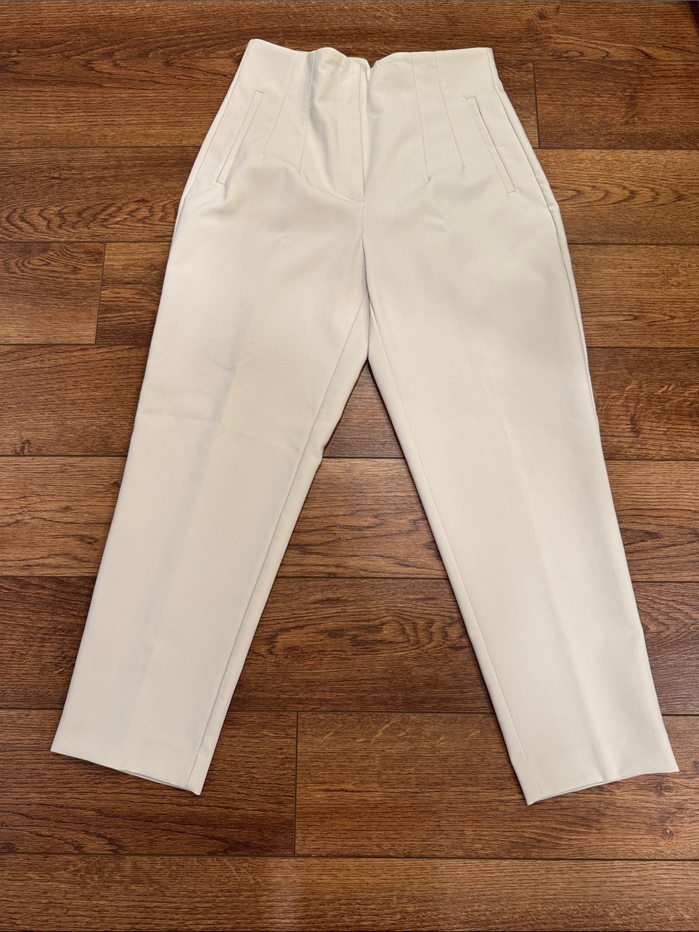 NWOT Zara Off-White High Waisted Ankle Trousers